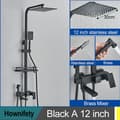 Miniatyrbillede 2 af 2: Brusearmatur, messingmateriale, roterbar lang tud, Sort A 12 tommer