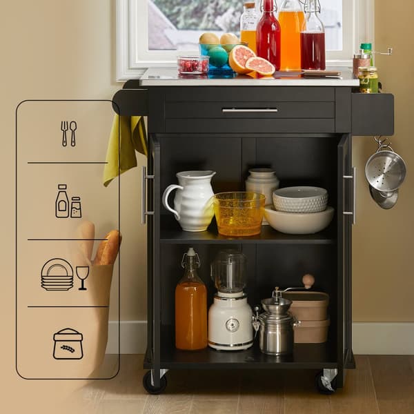 SoBuy, Köksö på hjul, Köksöar, Arbetsbord Kök, serveringsvagnar, FKW110-SCH