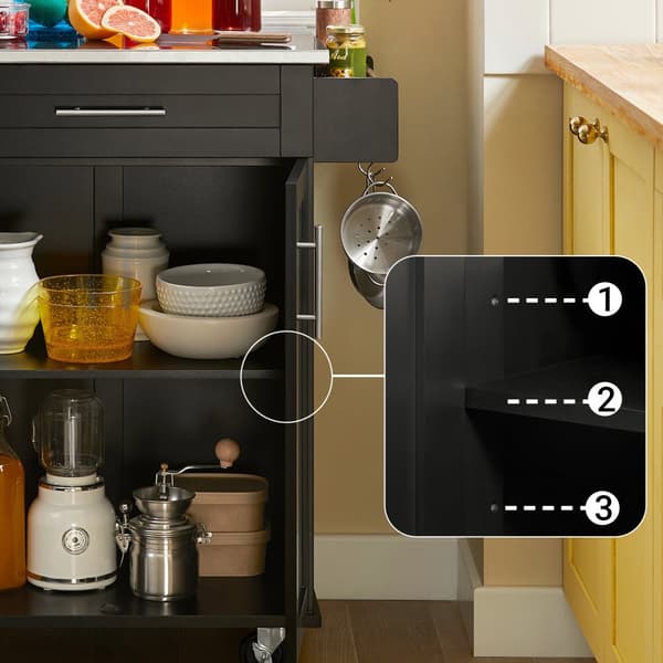 SoBuy, Köksö på hjul, Köksöar, Arbetsbord Kök, serveringsvagnar, FKW110-SCH