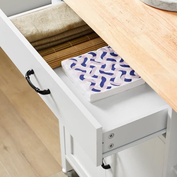 SoBuy Keittiösaareke Pyörällinen säilytyskaluste Keittiökaapi pyörillä Kulmakaappi valkoinen FKW103-WN