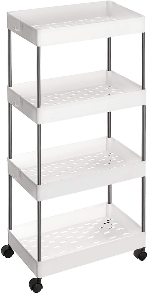Rullvagn - köksvagn, badrumsvagn, Vit  40 x 22 x 86 cm