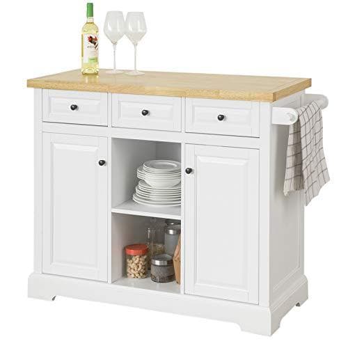 Rootz Kitchen Storage Trolley Kitchen Cupboard Sideboard Kitchen Island with 3 Drawers 2