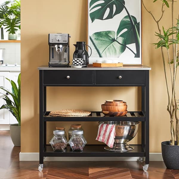 SoBuy köksö på hjul Sideboard Arbetsbord matsal och Kök FKW47-SCH