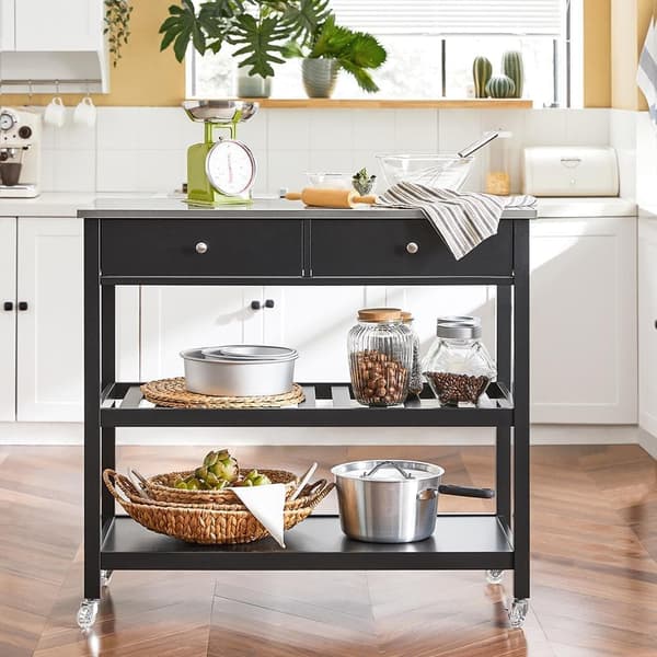 SoBuy köksö på hjul Sideboard Arbetsbord matsal och Kök FKW47-SCH