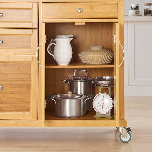 Rootzin keittiön säilytysvaunu - Kitchen Island - Keittiökaappi - Kaappi - Senkki, jossa ruostumattomasta teräksestä valmistettu kansi