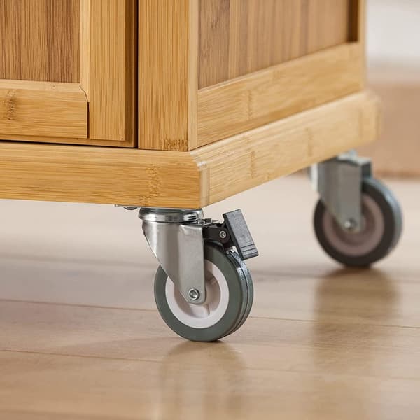 Rootzin keittiön säilytysvaunu - Kitchen Island - Keittiökaappi - Kaappi - Senkki, jossa ruostumattomasta teräksestä valmistettu kansi