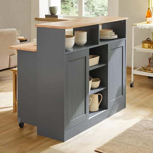 Rootz Kitchen Island - Skænk med 2 skydedøre og foldbar bordplade - Køkken Spisestue - Skænk opbevaringsskab - Skab