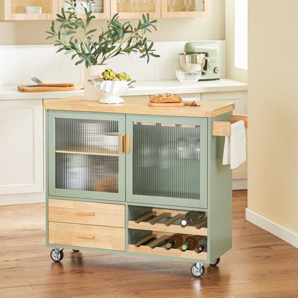 SoBuy Køkkenvogn med 2 Skuffer – Køkkenø på Hjul 109x40x92cm FKW114