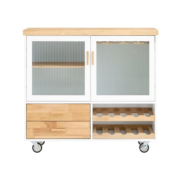 SoBuy Køkkenvogn med 2 Skuffer – Køkkenø på Hjul 109x40x92cm FKW114