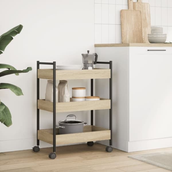 vidaXL Köksvagn sonoma-ek 50x30x70 cm konstruerat trä