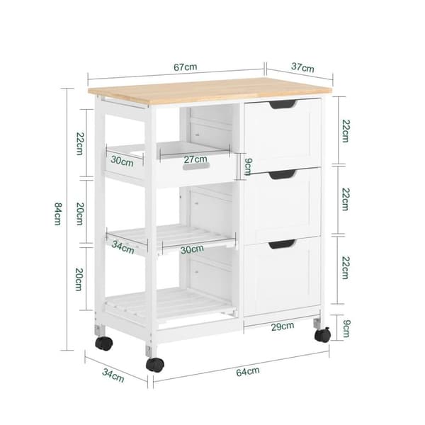 Rullvagn, FKW79-W, 68x38x85 cm, Vit