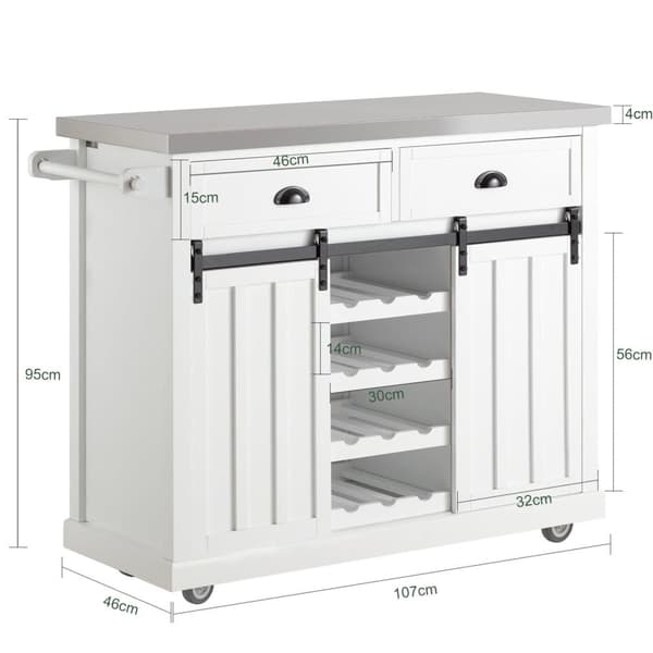 Keittiösaari, FKW94-W, 116x46x95 cm, Valkoinen