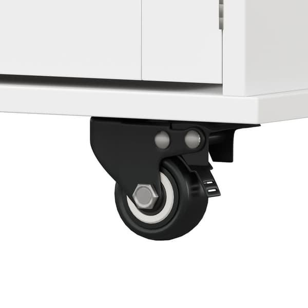 Mobil köksö - Utdragbar arbetsstation - 1 låda och 3 dörrar med hyllor - med handdukstork - MDF - vit