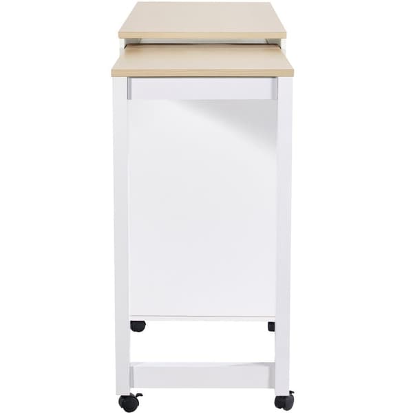 Central köksö med 4 dörrar - Utdragbar bricka - 118(180)x46x94 cm - Vit+Natur