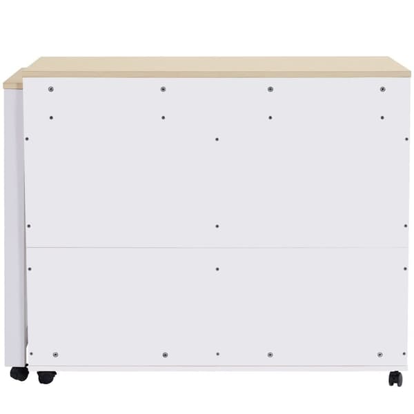 Central köksö med 4 dörrar - Utdragbar bricka - 118(180)x46x94 cm - Vit+Natur
