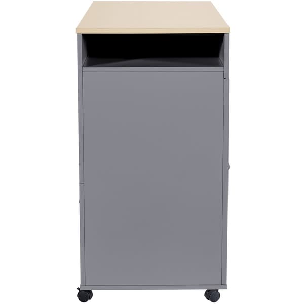Central köksö med 4 dörrar - Utdragbar bricka - 118(180)x46x94 cm - Grå + Natur