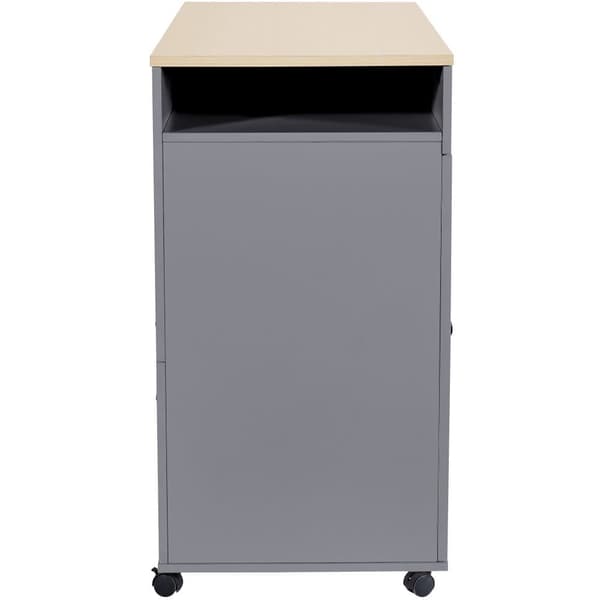 Central köksö med 4 dörrar - Utdragbar bricka - 118(180)x46x94 cm - Grå + Natur