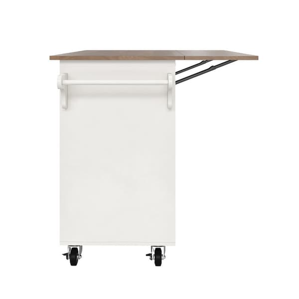 Central Kitchen Island - Vaunu ulosvedettävällä tarjottimella - 3 laatikkoa ja 2 ovea - valkoinen