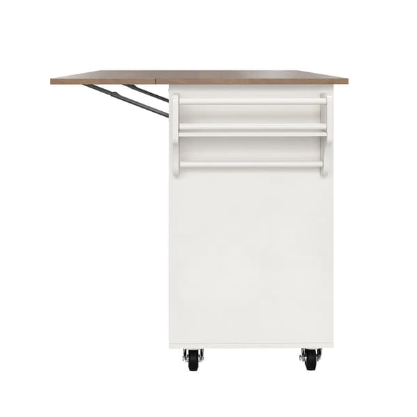 Central Kitchen Island - Vaunu ulosvedettävällä tarjottimella - 3 laatikkoa ja 2 ovea - valkoinen