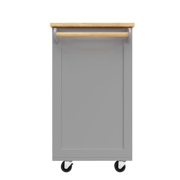 Siirrettävä keskuskeittiökaluste, jossa 2 ovea ja 2 laatikkoa - 102x45x92 cm - puu MDF - harmaa ja luonnonvärinen