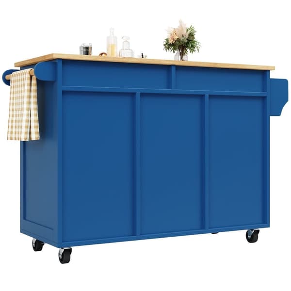 Siirrettävä keskuskeittiö 2 ovella ja 2 laatikolla - 102x45x92 cm - puu MDF - sininen ja luonnollinen