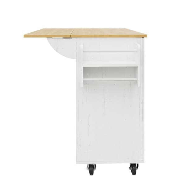 Central Kitchen Island - Vaunu ulosvedettävällä tarjottimella - 3 laatikkoa ja 2 ovea - valkoinen