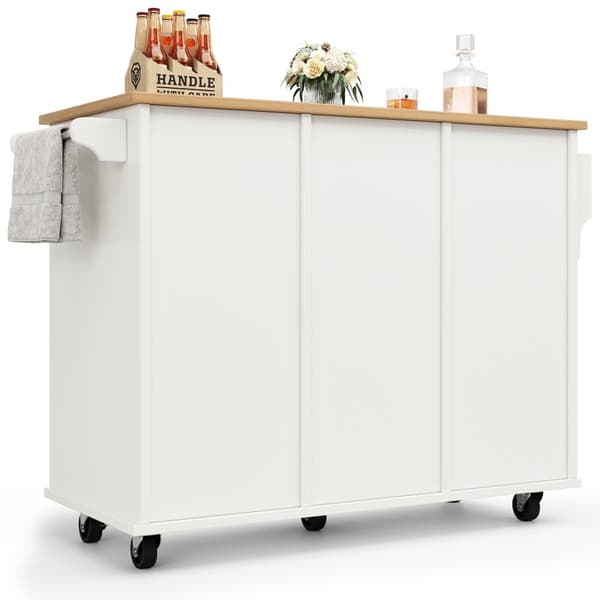 Siirrettävä keskuskeittiö 1 ovella ja 4 laatikolla - 111x46x91,5 cm - puu MDF - valkoinen ja luonnonvärinen