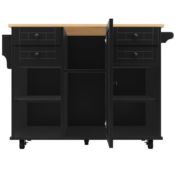 Siirrettävä keskuskeittiö 1 ovella ja 4 laatikolla - 111x46x91,5 cm - puu MDF - musta ja luonnonvärinen