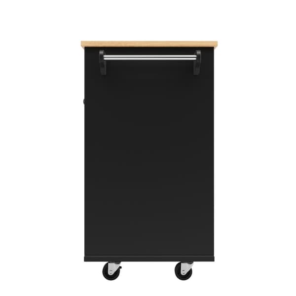 Siirrettävä keskuskeittiö 1 ovella ja 4 laatikolla - 111x46x91,5 cm - puu MDF - musta ja luonnonvärinen