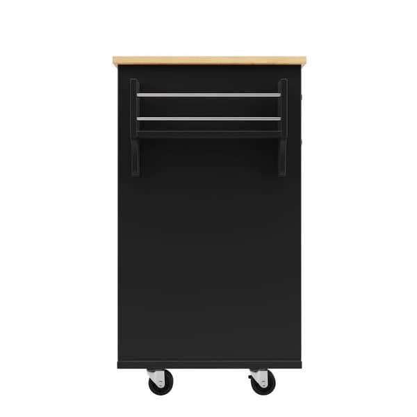 Siirrettävä keskuskeittiö 1 ovella ja 4 laatikolla - 111x46x91,5 cm - puu MDF - musta ja luonnonvärinen