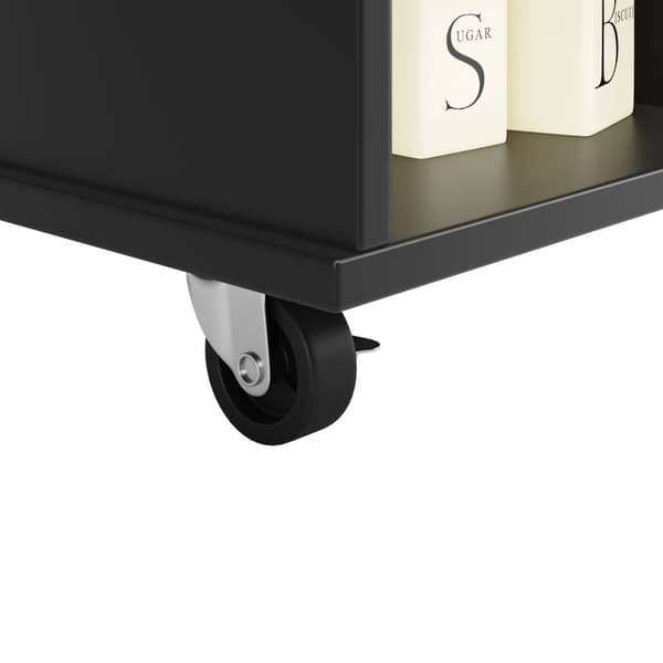 Siirrettävä keskuskeittiö 1 ovella ja 4 laatikolla - 111x46x91,5 cm - puu MDF - musta ja luonnonvärinen