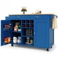 Miniatyrbillede 4 af 5: Blå Moderne Køkkenø, Køkkenskabe, Buffetskabe, Spisevogne med trækorn, Buffetskabe, Multifunktionelt spisebord med opbevaring