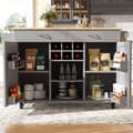 Miniatyrbillede 3 af 7: Grå moderne køkkenø, køkkenskabe, buffetskabe, wood grain food truck, multifunktionelt spisebord med opbevaring