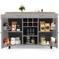 Miniatyrbillede 5 af 7: Grå moderne køkkenø, køkkenskabe, buffetskabe, wood grain food truck, multifunktionelt spisebord med opbevaring