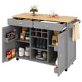 Miniatyrbillede 6 af 7: Grå moderne køkkenø, køkkenskabe, buffetskabe, wood grain food truck, multifunktionelt spisebord med opbevaring