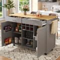 Miniatyrbillede 1 af 7: Grå moderne køkkenø, køkkenskabe, buffetskabe, wood grain food truck, multifunktionelt spisebord med opbevaring