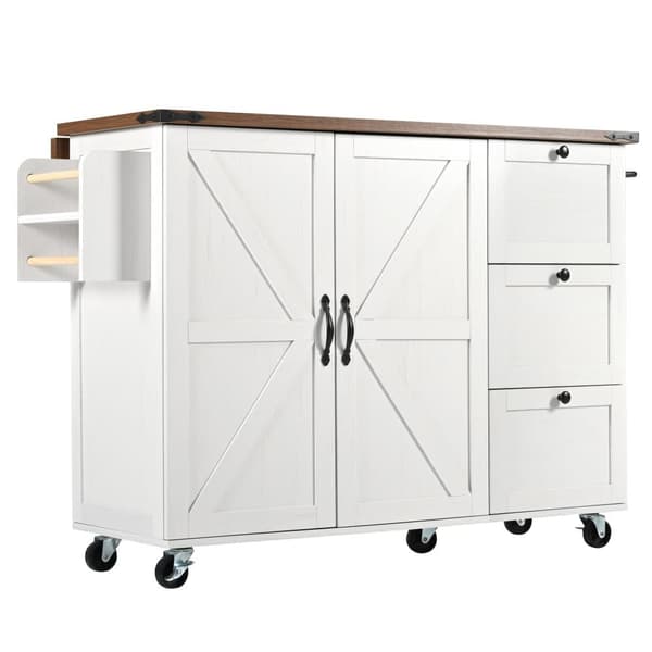Central köksö - med utdragbar bricka - 2 dörrar och 3 lådor - Beige