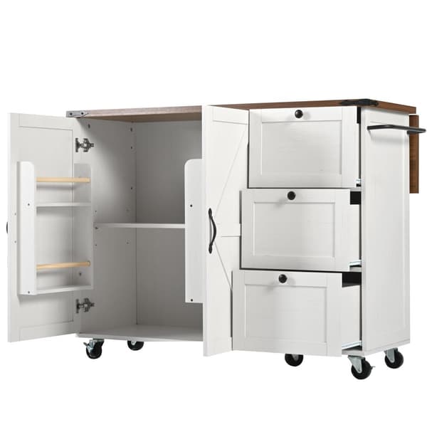 Central köksö - med utdragbar bricka - 2 dörrar och 3 lådor - Beige
