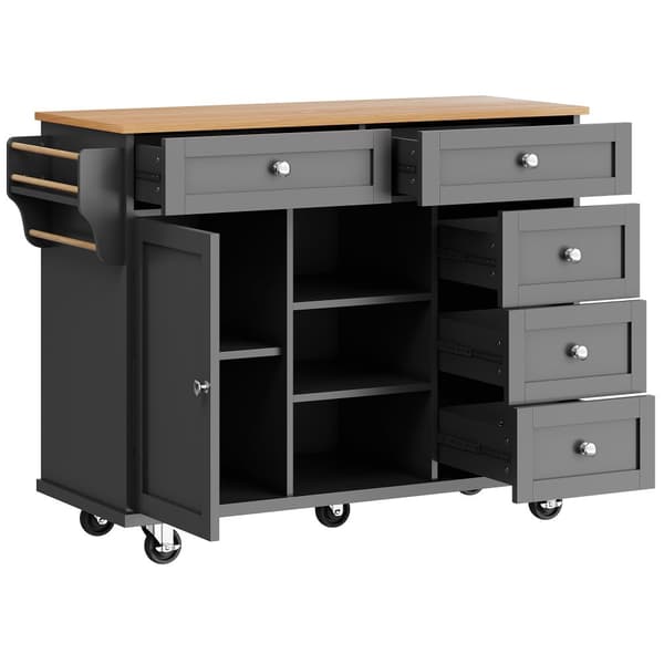 Mobil central köksenhet - 5 lådor och 5 fack - MDF - Svart