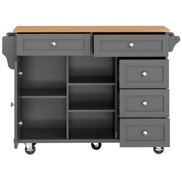 Mobil central köksenhet - 5 lådor och 5 fack - MDF - Svart