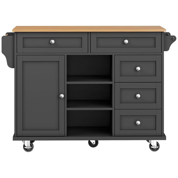 Mobil central köksenhet - 5 lådor och 5 fack - MDF - Svart