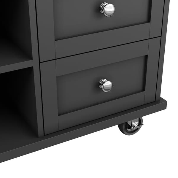 Mobil central köksenhet - 5 lådor och 5 fack - MDF - Svart