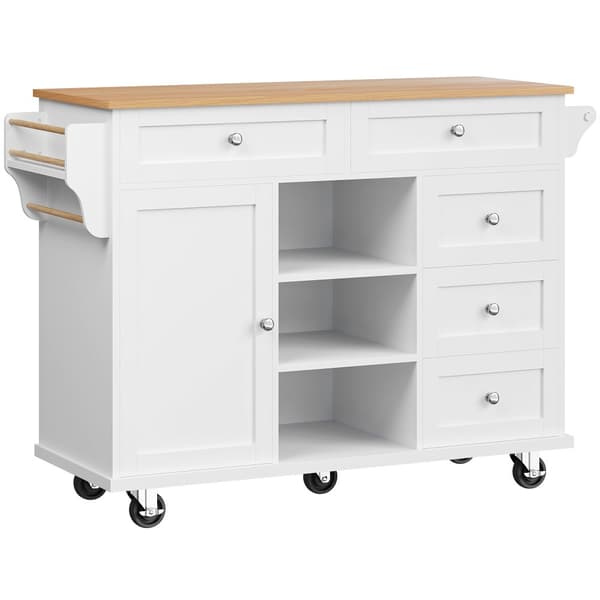 Mobil central köksenhet - 5 lådor och 5 fack - MDF - Vit