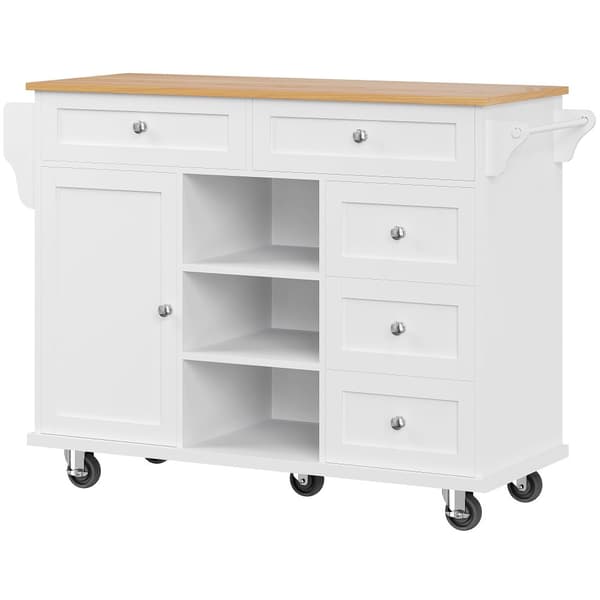 Mobil central köksenhet - 5 lådor och 5 fack - MDF - Vit