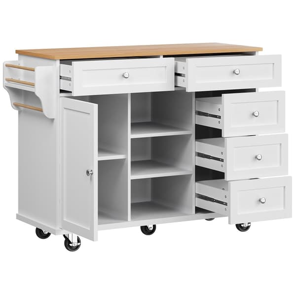 Mobil central köksenhet - 5 lådor och 5 fack - MDF - Vit