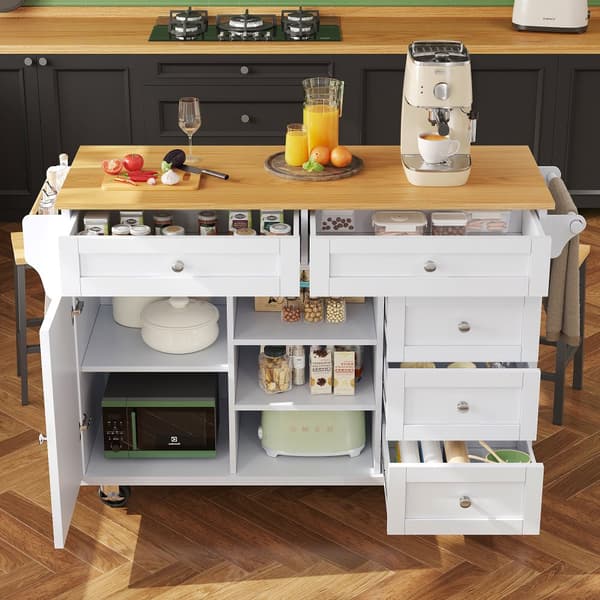 Mobil central köksenhet - 5 lådor och 5 fack - MDF - Vit
