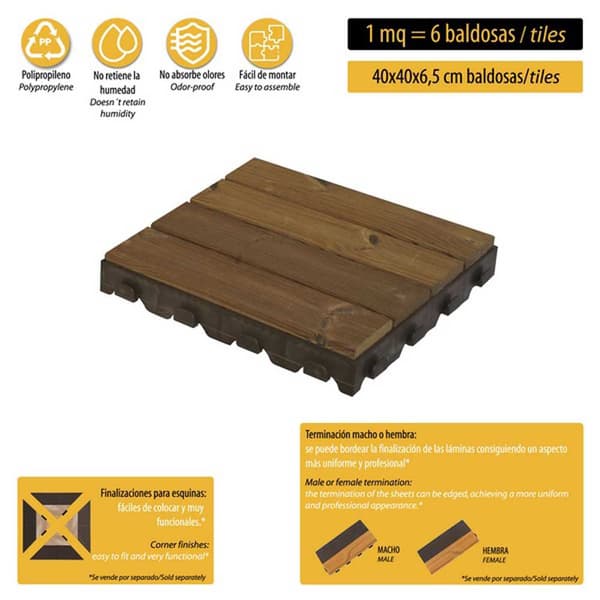 Artplast Flise Combi-wood 40x40x6.5 Cm Brun