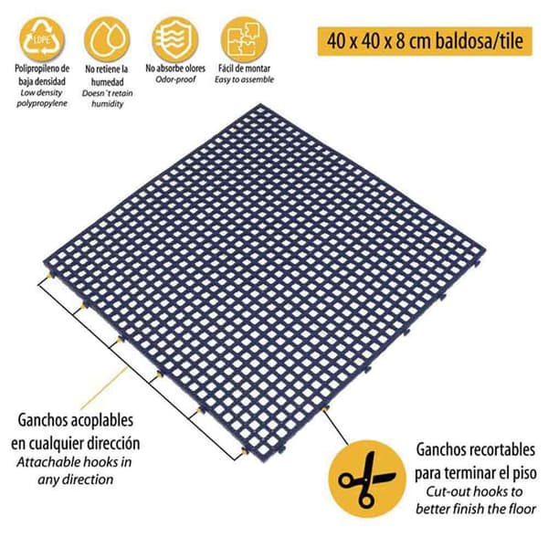 Artplast Flise Flextile 40x40x8 Cm 6 Enheder Blå