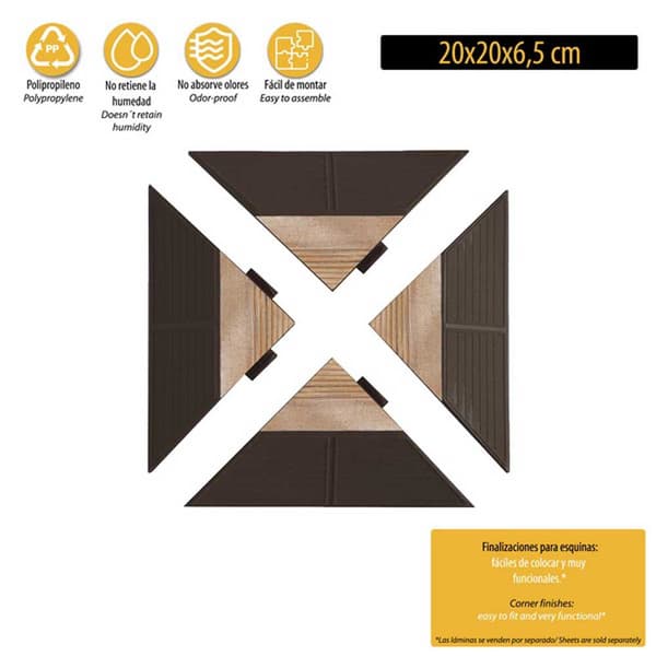 Artplast Bricka Combi-wood Borde Esquinero 20x20x6.5 Cm 4 Enheter Brun
