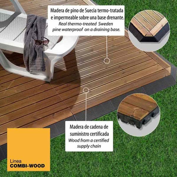 Artplast Bricka Combi-wood Borde Esquinero 20x20x6.5 Cm 4 Enheter Brun